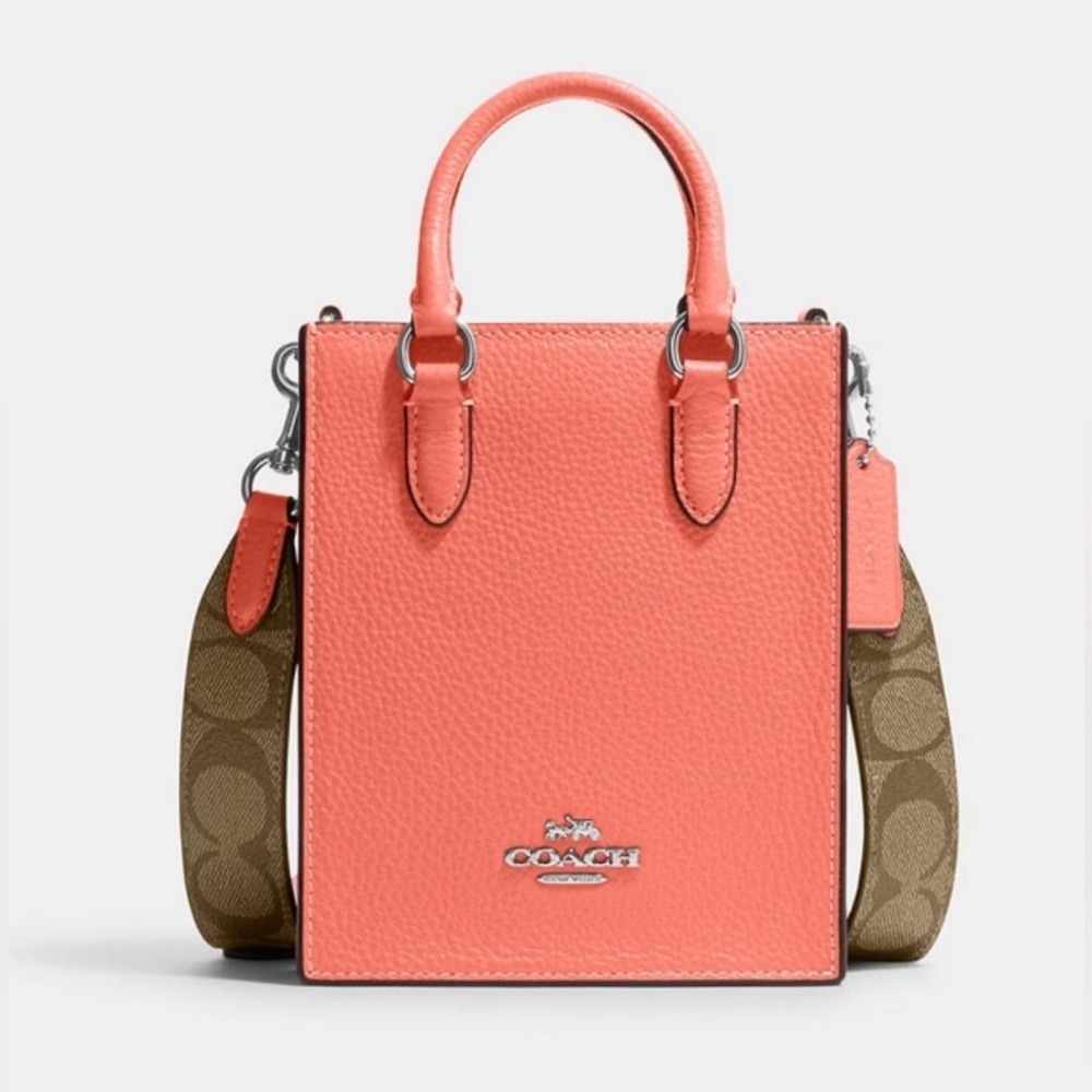 Coach North South Mini Tote With Signature Canvas - Picture 4 of 5